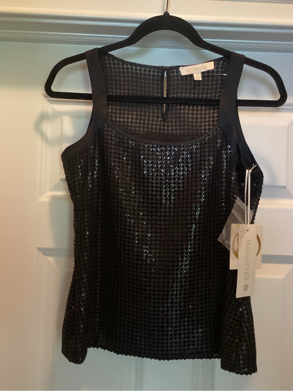 Etcetera Black Sequin Tank Camisole